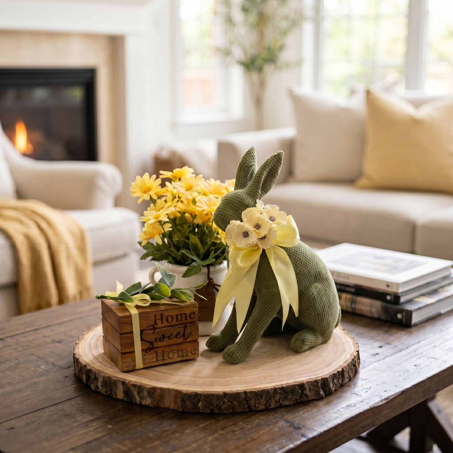 Woodland Bunny Decorative Log Tray
