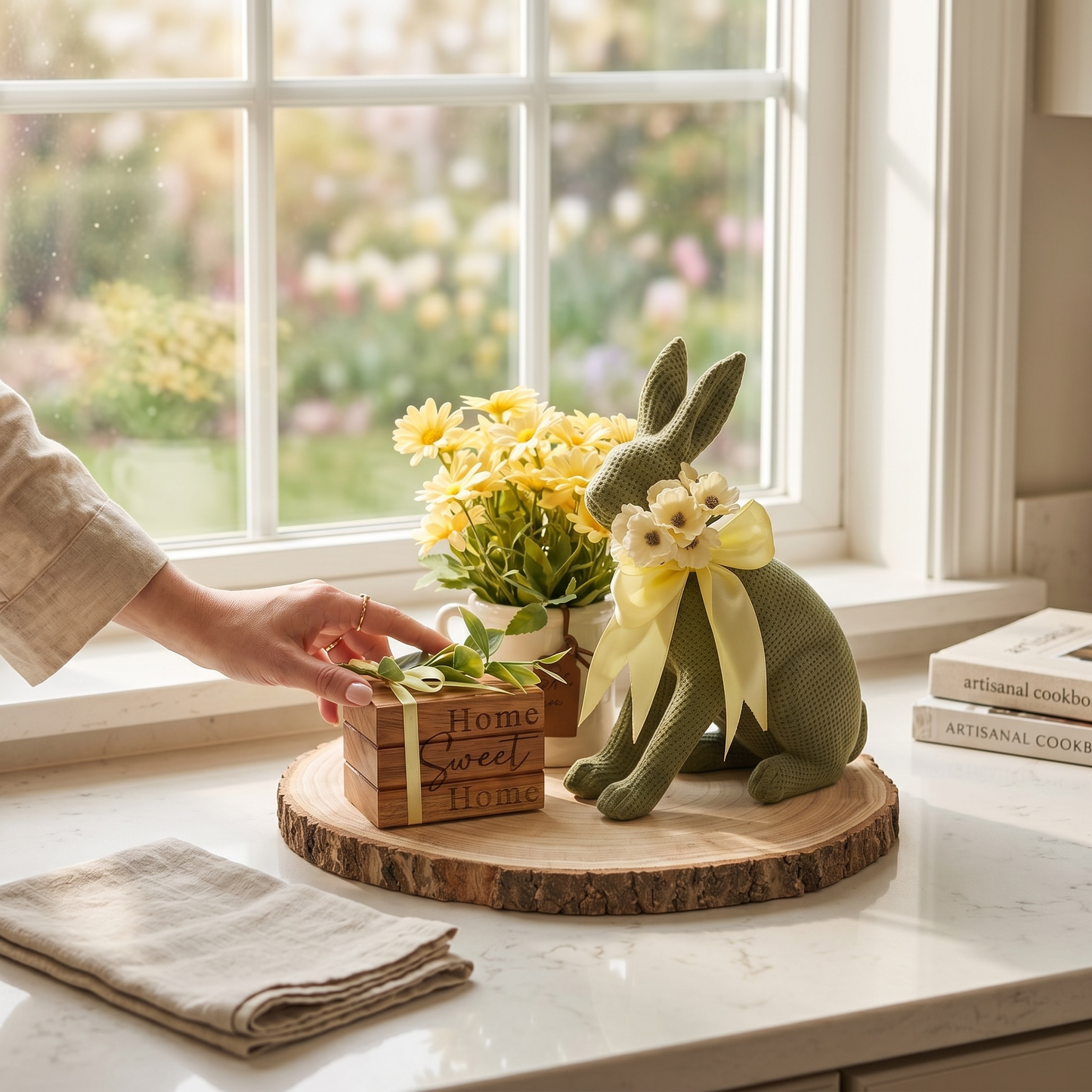 Woodland Bunny Decorative Log Tray