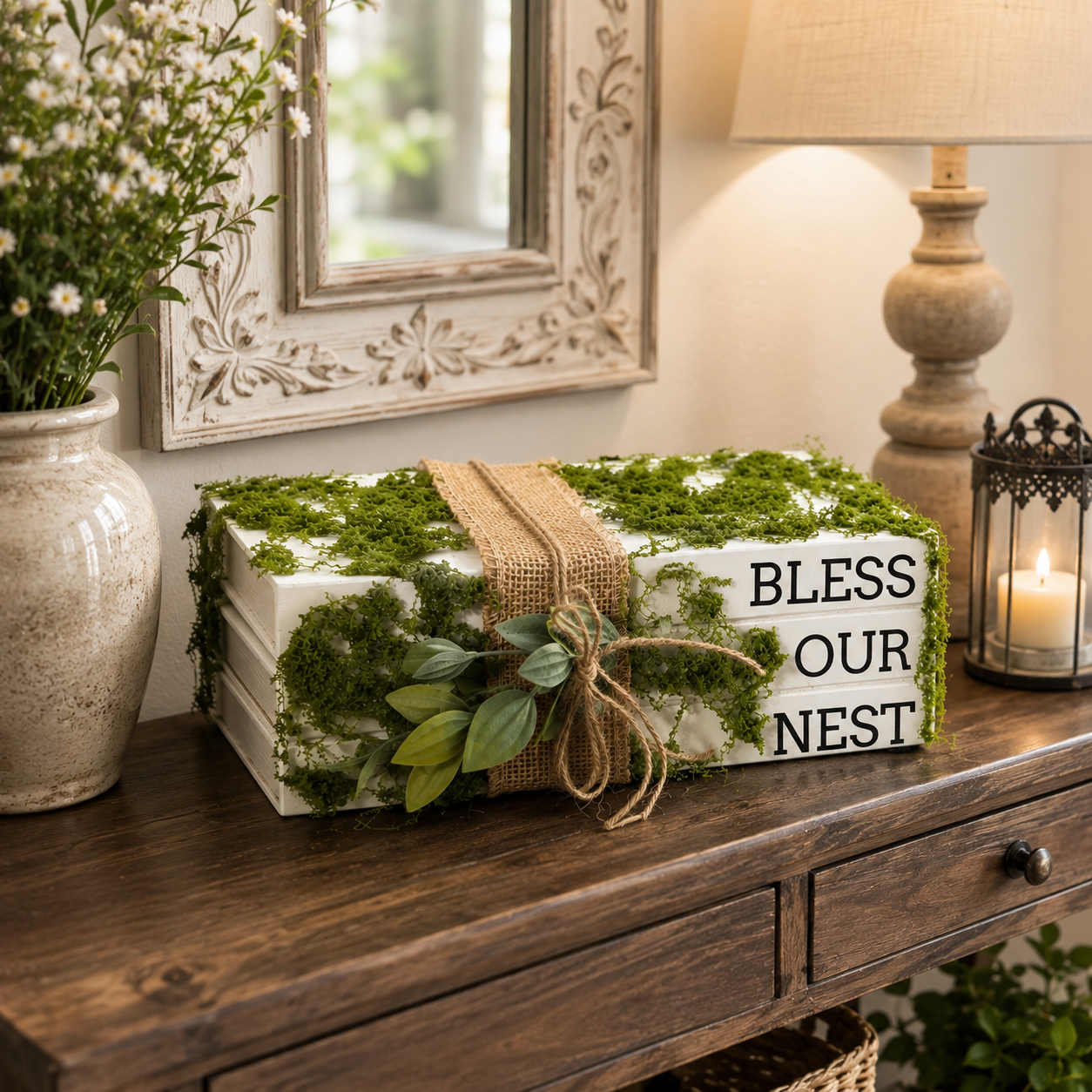 Bless Our Nest Wooden Book Stack πΏ