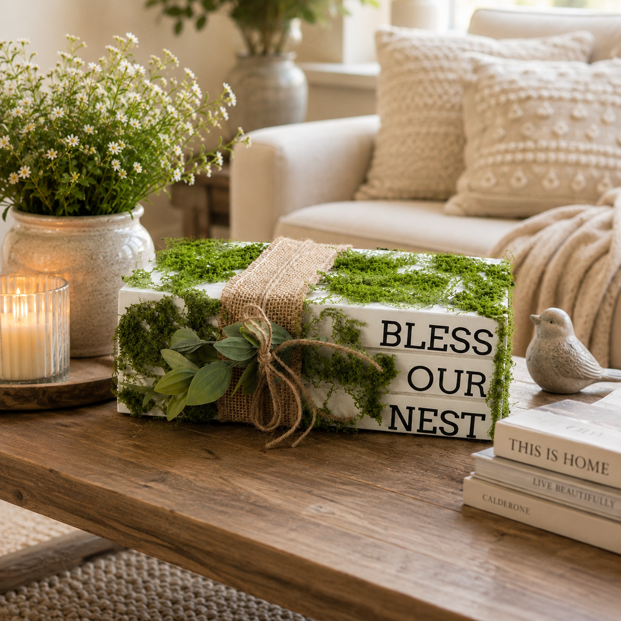 Bless Our Nest Wooden Book Stack πΏ