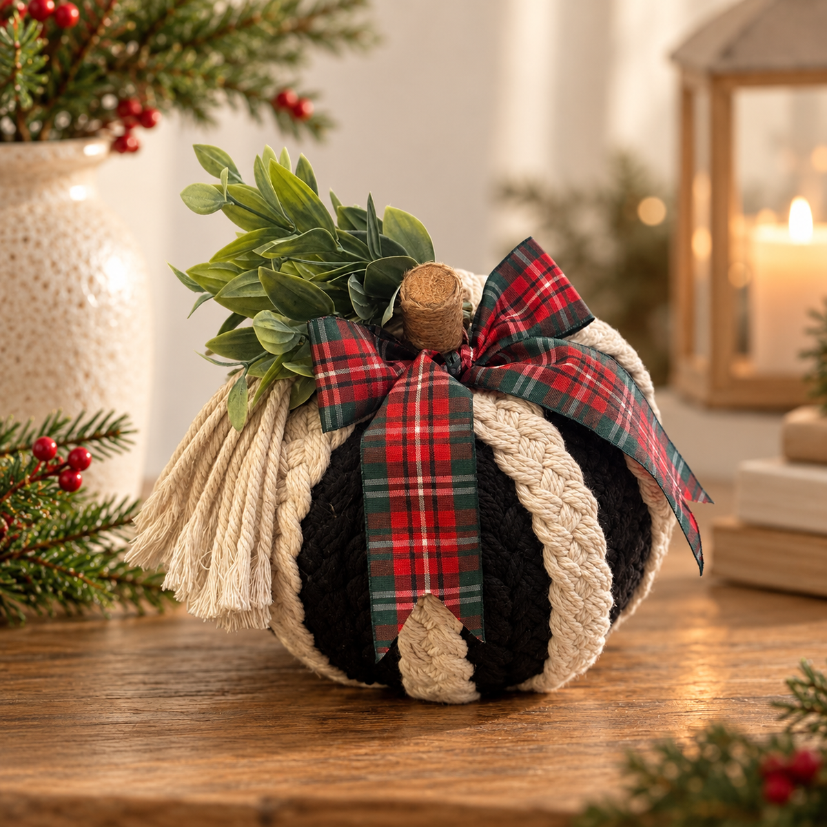 Rustic Christmas Rope Pumpkin