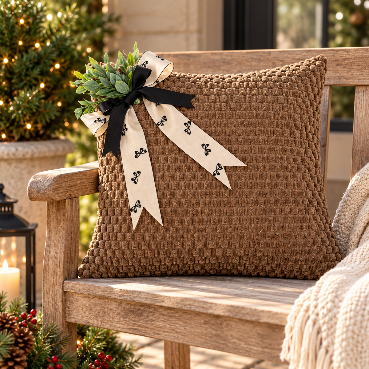 Festive Taupe Textured Cushion Cover