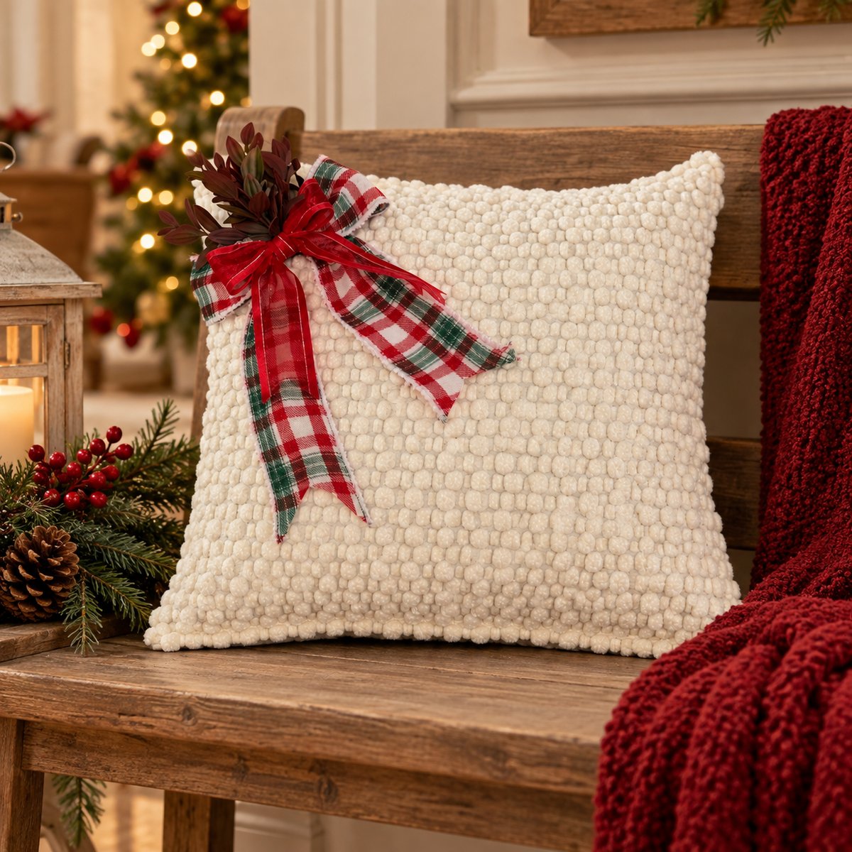 Christmas Bow Cushion Cover