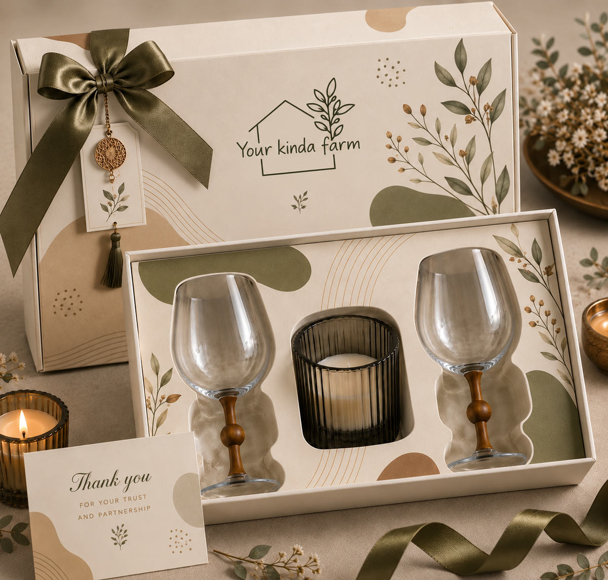 Wine Glass & Candle Gift Set