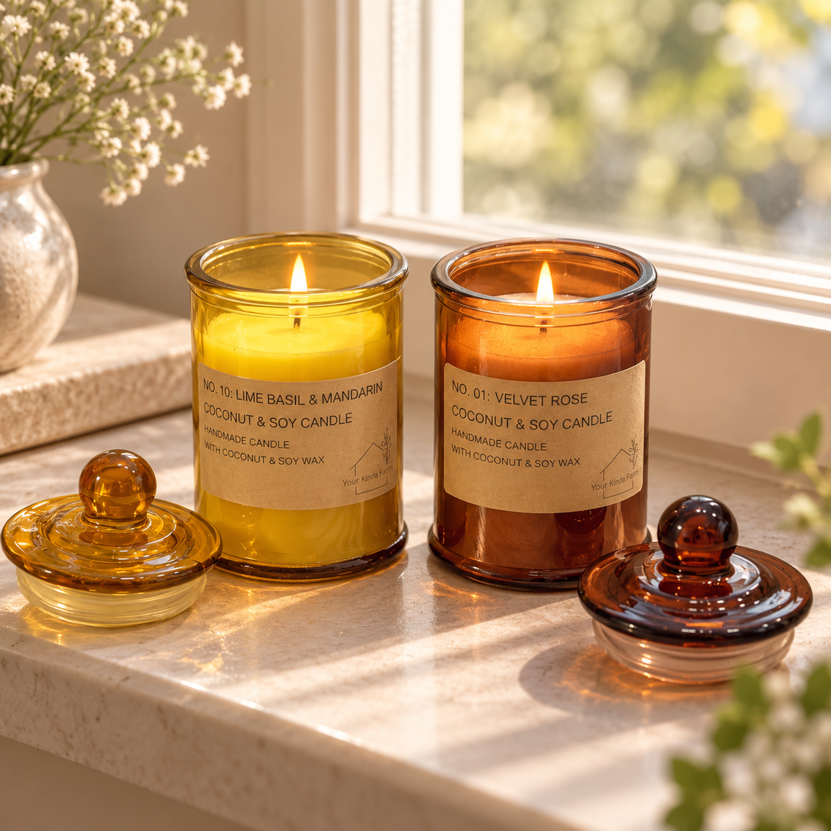 Handcrafted Coconut & Soy Jar Candles ( Set of 2)