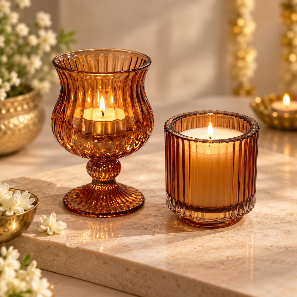 Amber Glow Candle Duo