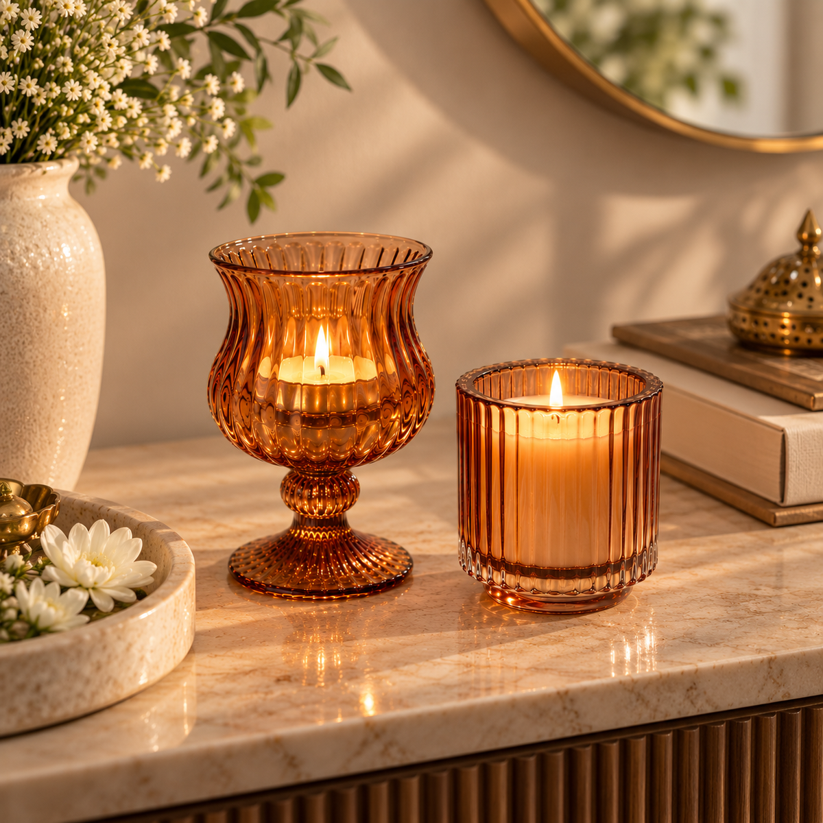 Amber Glow Candle Duo
