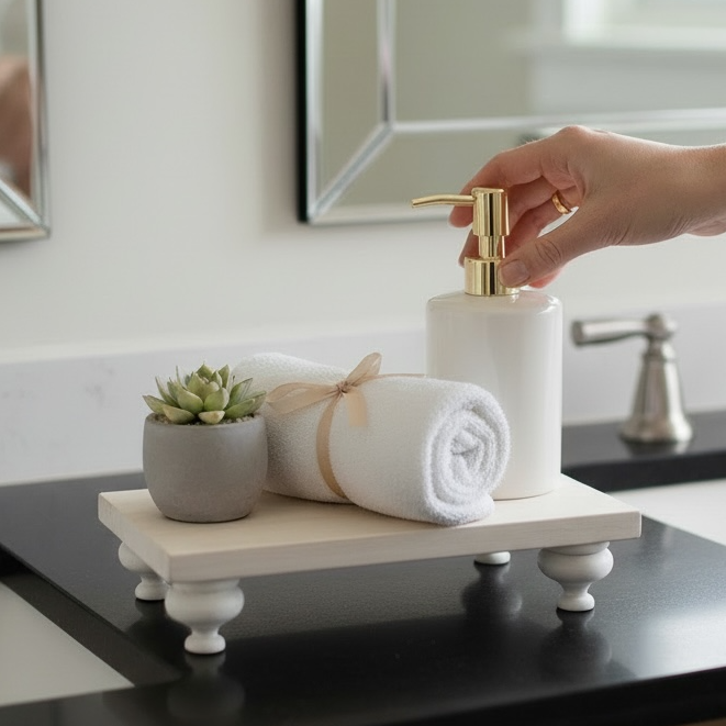 White rectangular riser