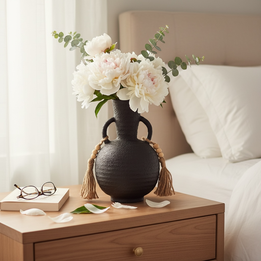 Black round vase