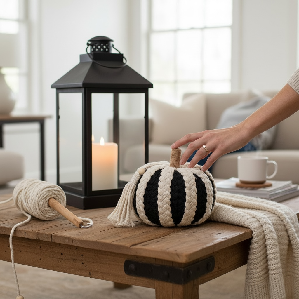 Yarn white & black pumpkin