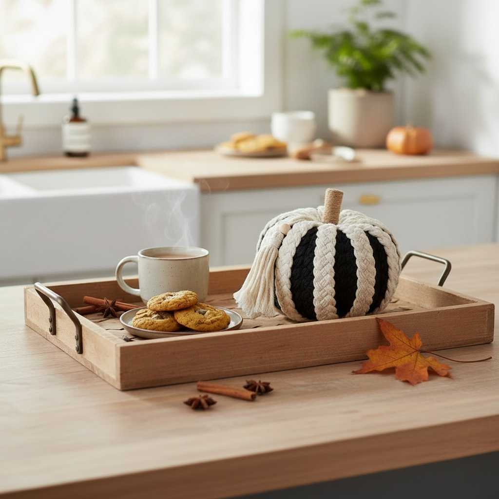 Yarn white & black pumpkin