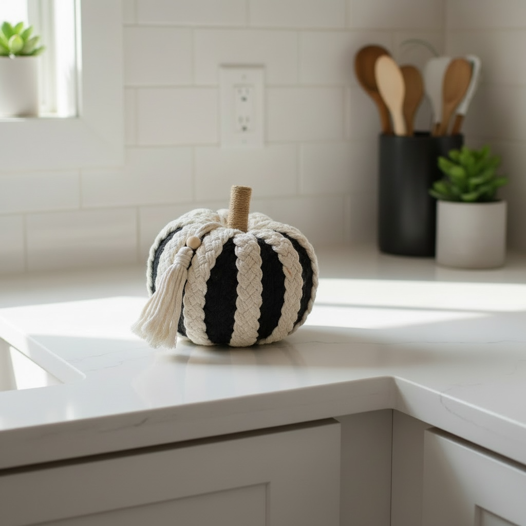 Yarn white & black pumpkin