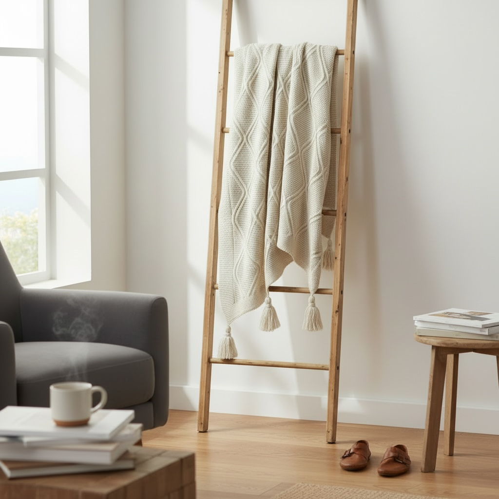 Beige knitted Throws