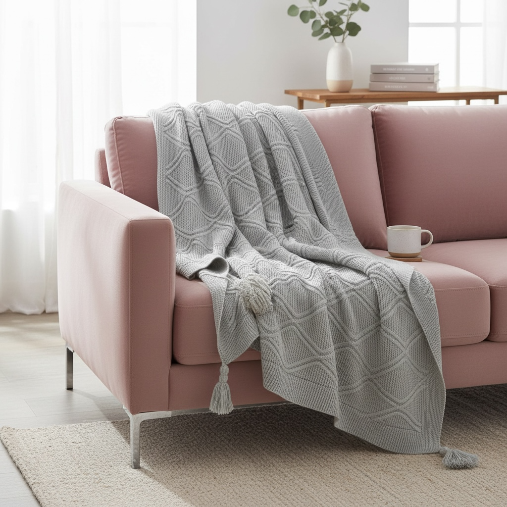 grey knitted Throws