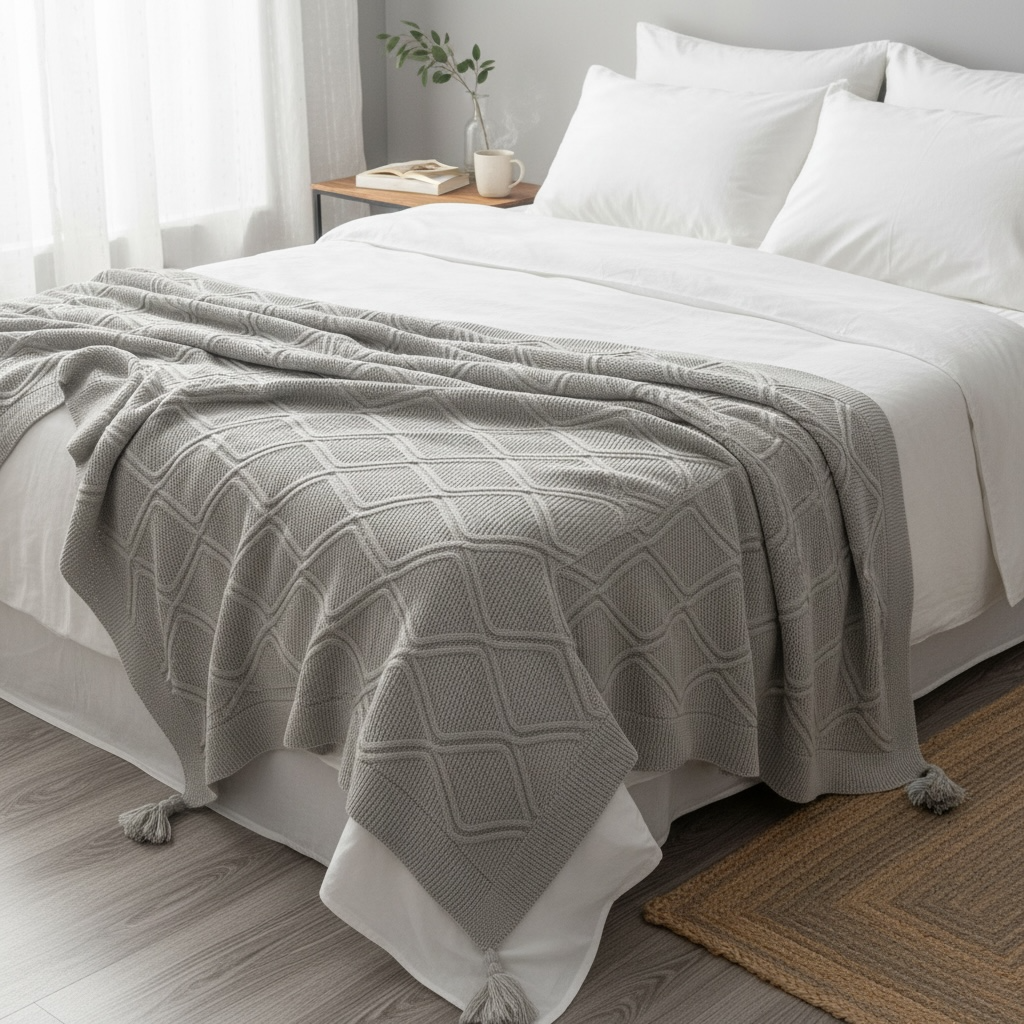 grey knitted Throws