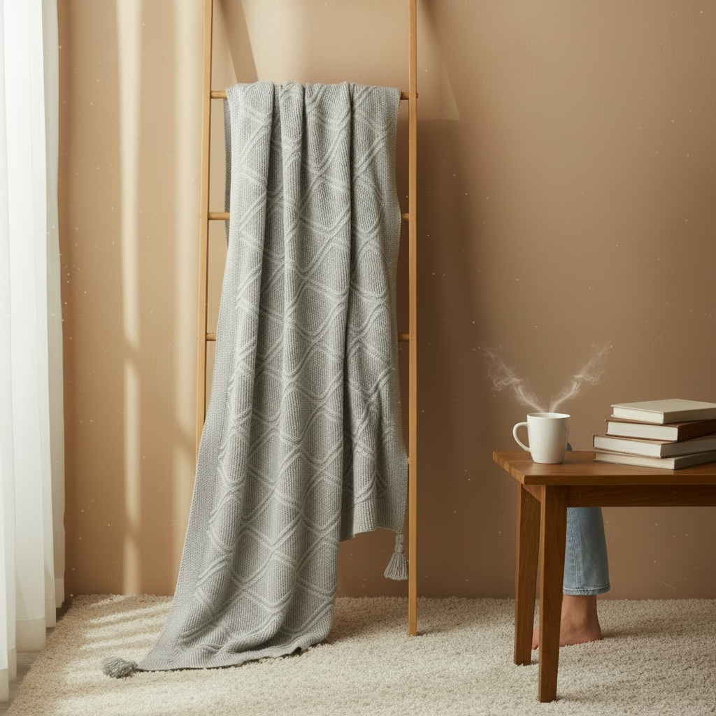 grey knitted Throws