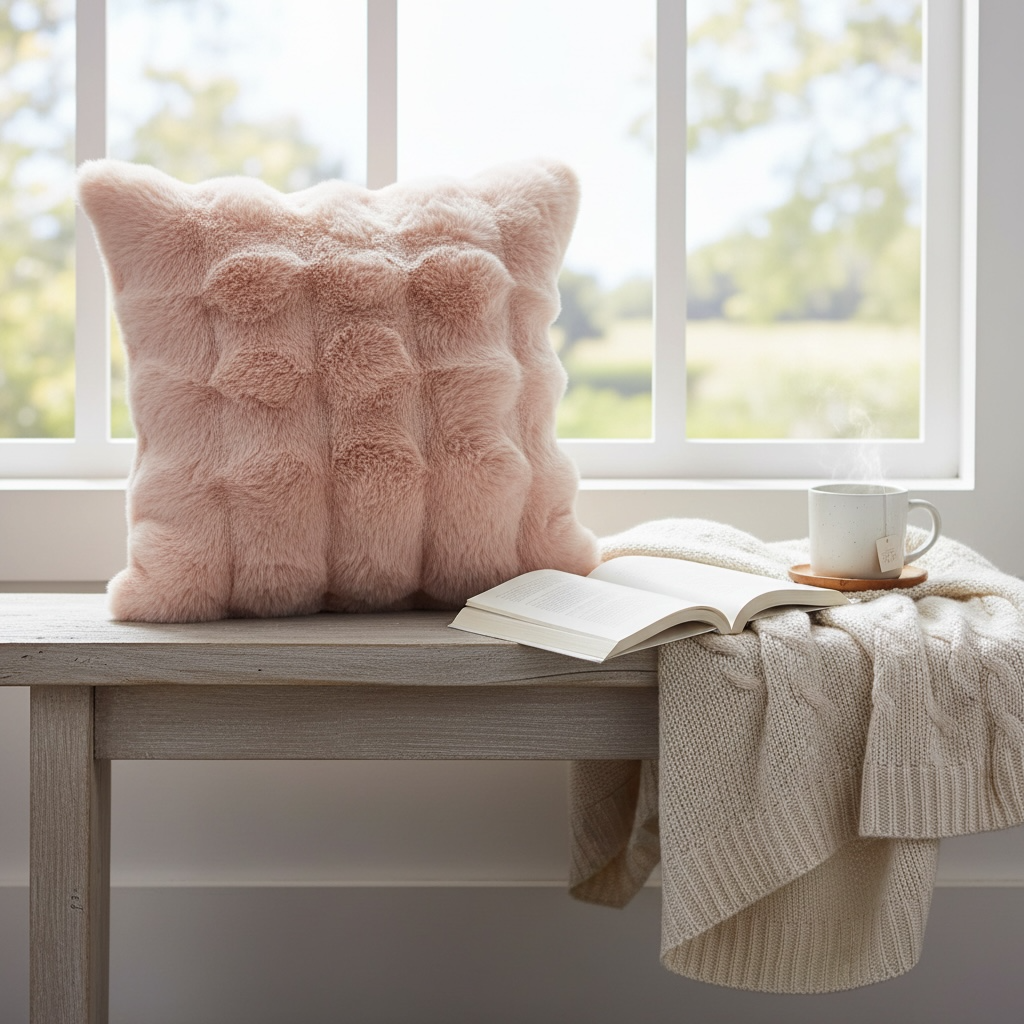 Pink Fur Cushion