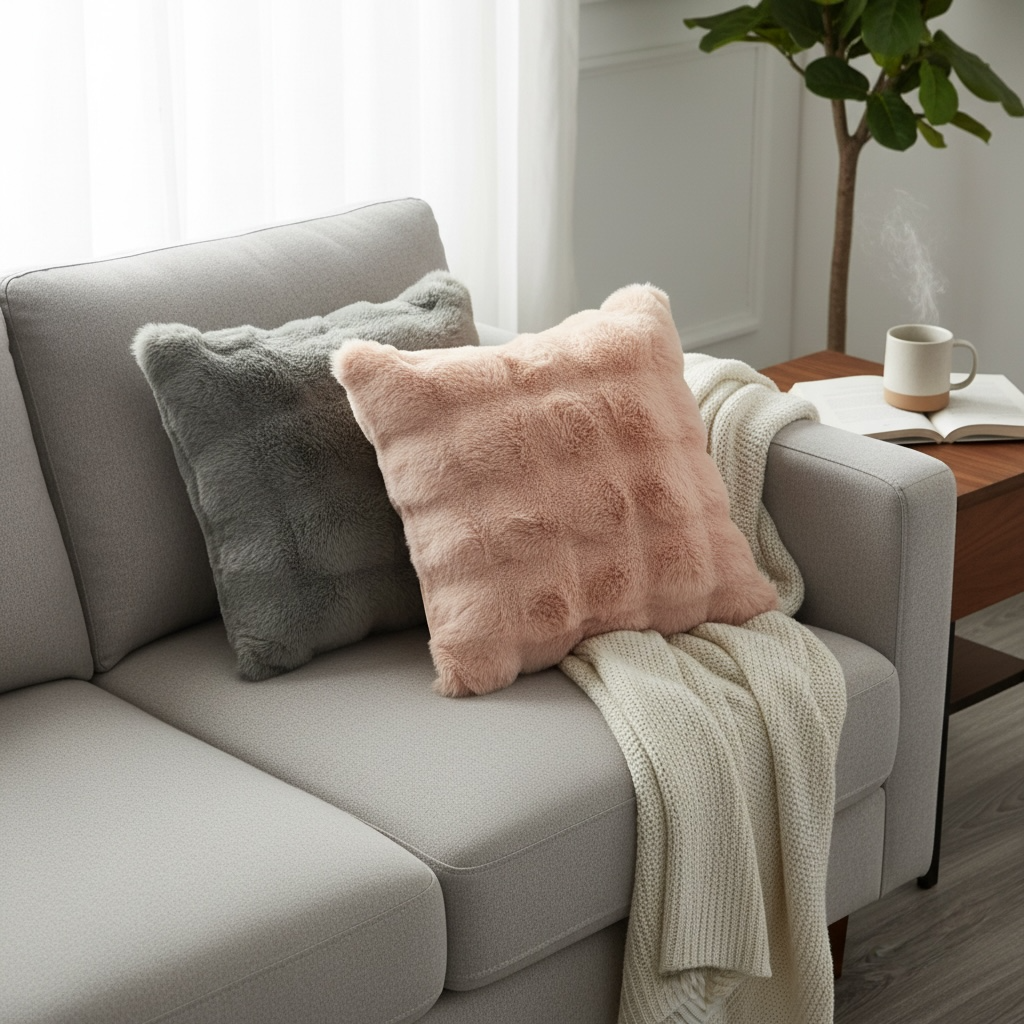 Grey Fur Cushion