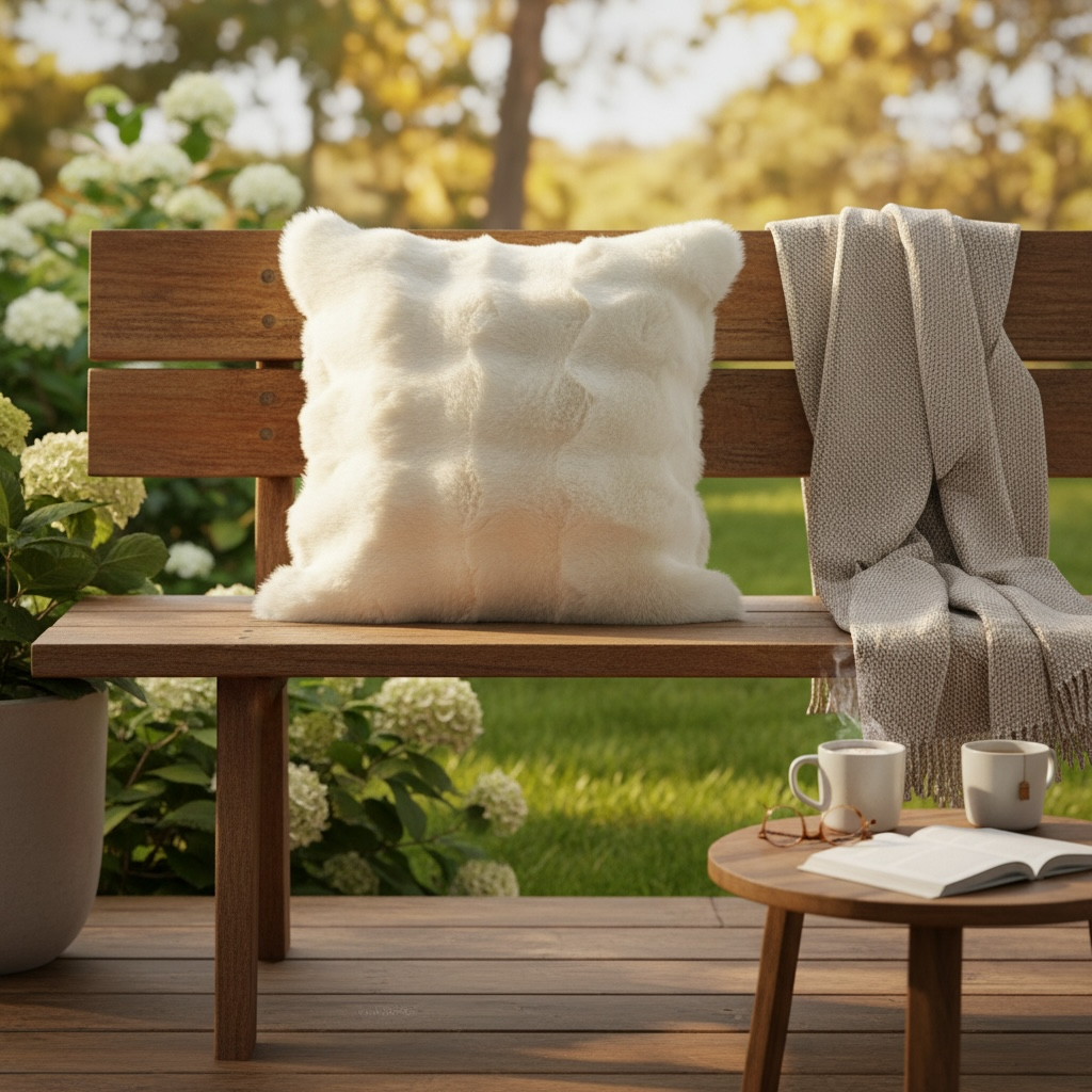Beige Fur Cushion