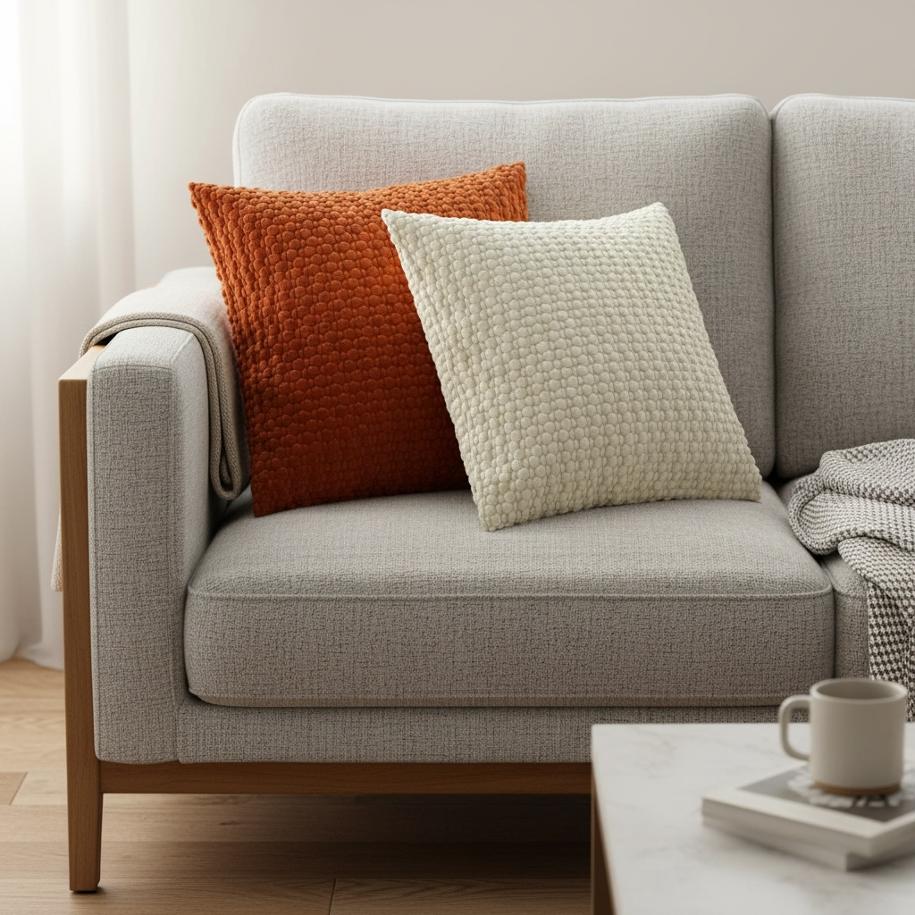 Orange velour cushion