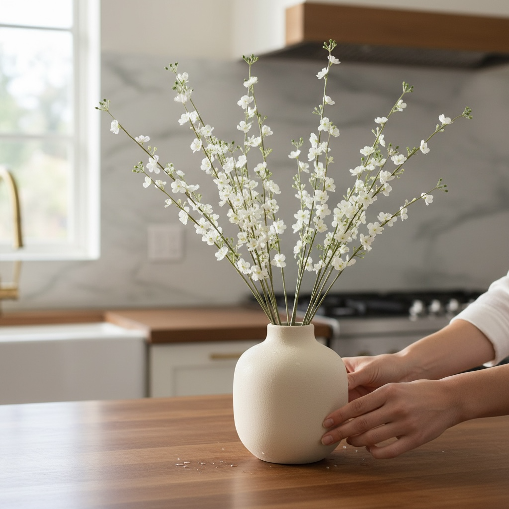 White Tall silk flowers (Set of 2)