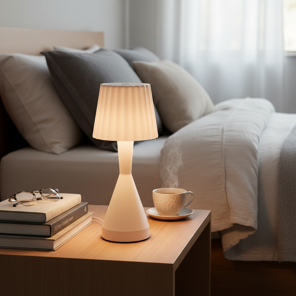 White aesthetic touch lamp