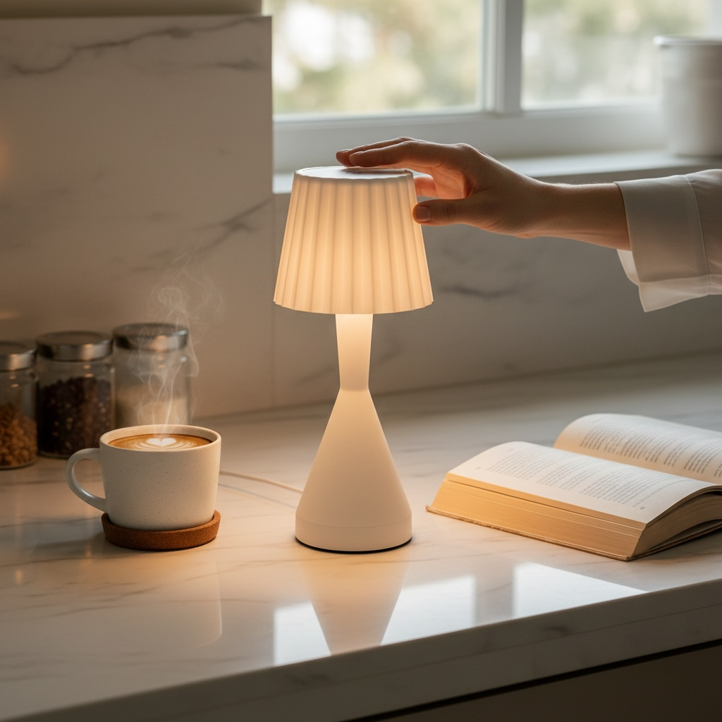 White aesthetic touch lamp