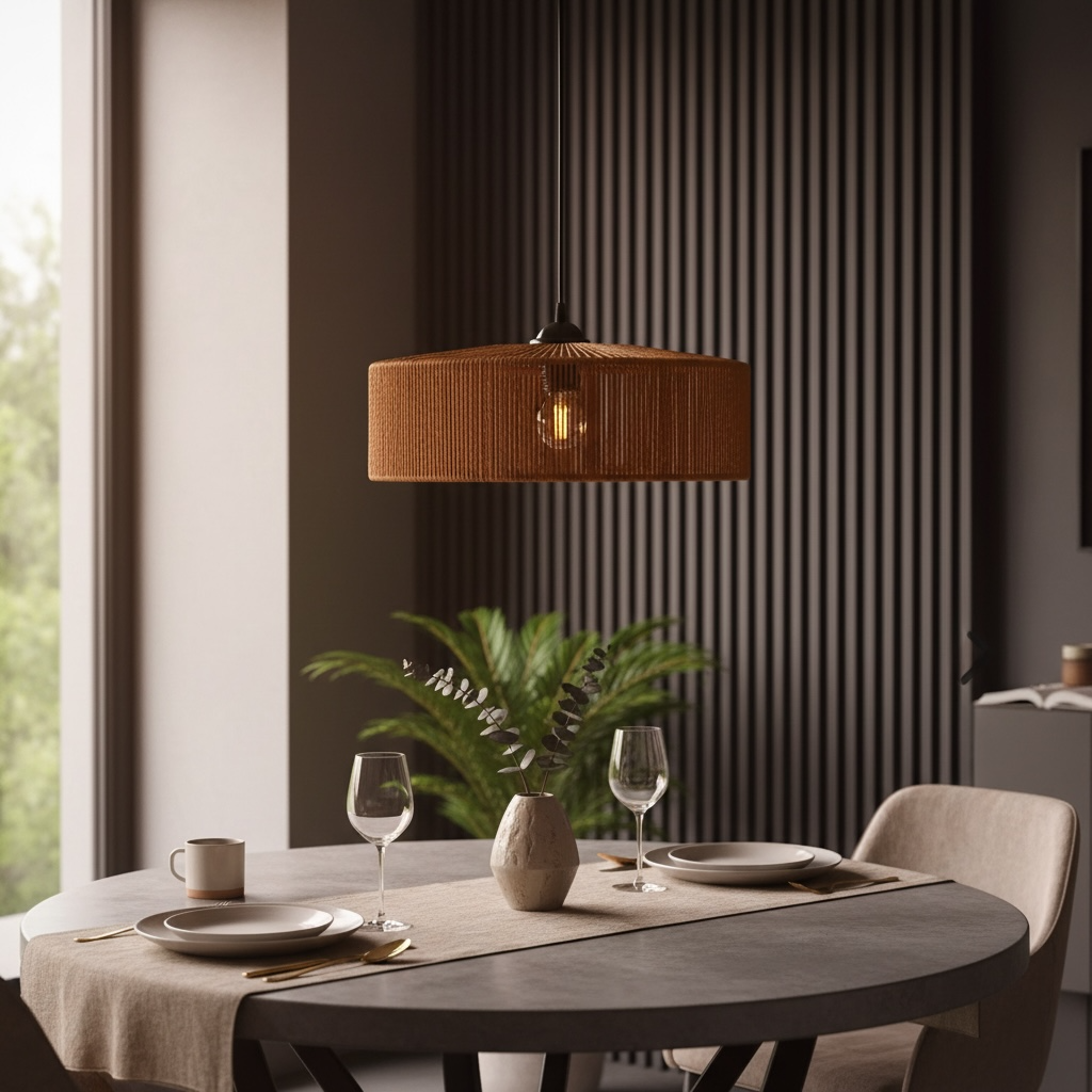 Round Woven Drum Lamp