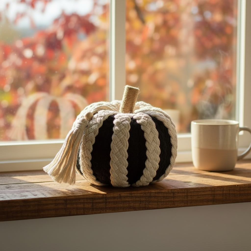 Yarn white & black pumpkin