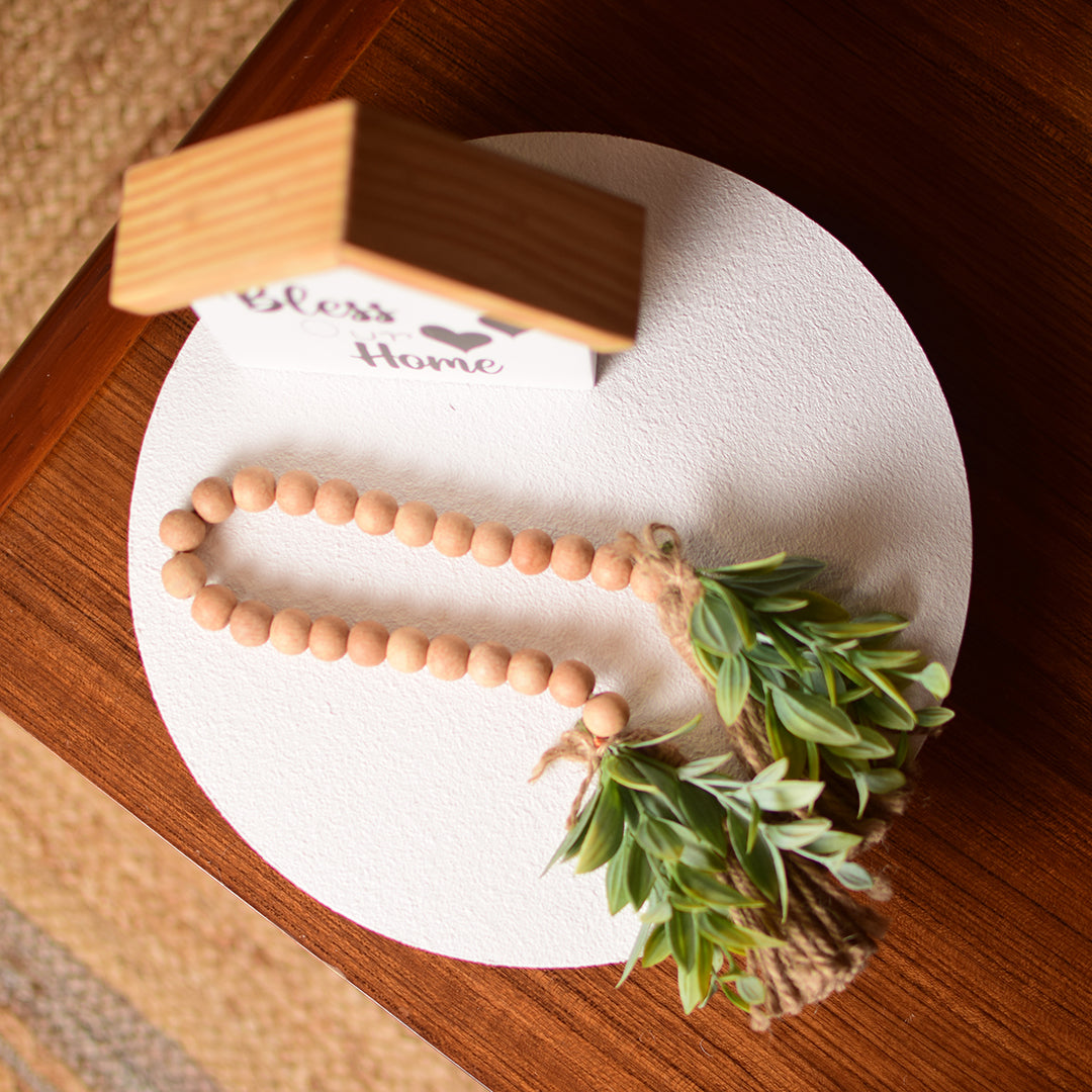 Mini beige Beads ghingham bow