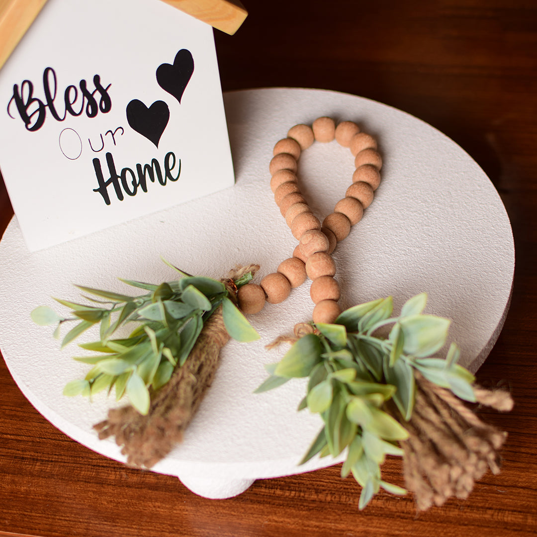 Mini beige Beads ghingham bow