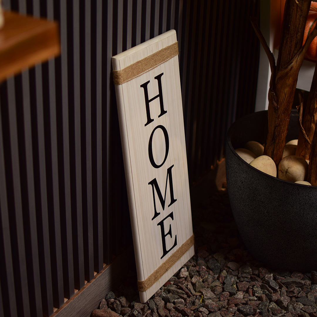 Home sign with jute wrap