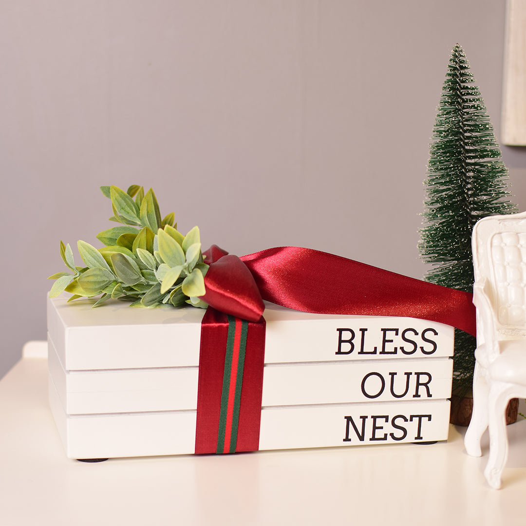 Bless our nest rustic bookstack