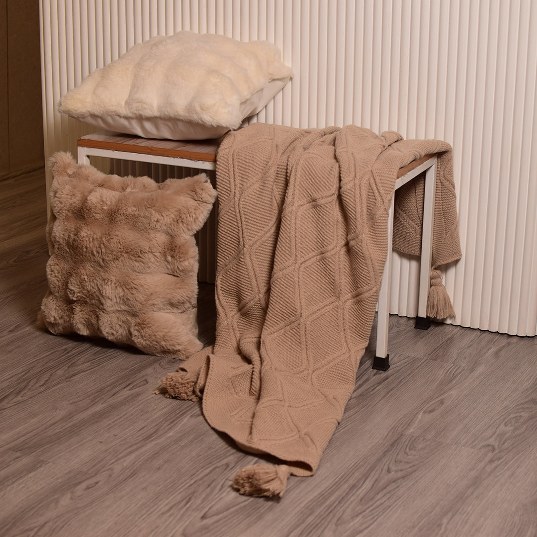 Brown knitted Throws