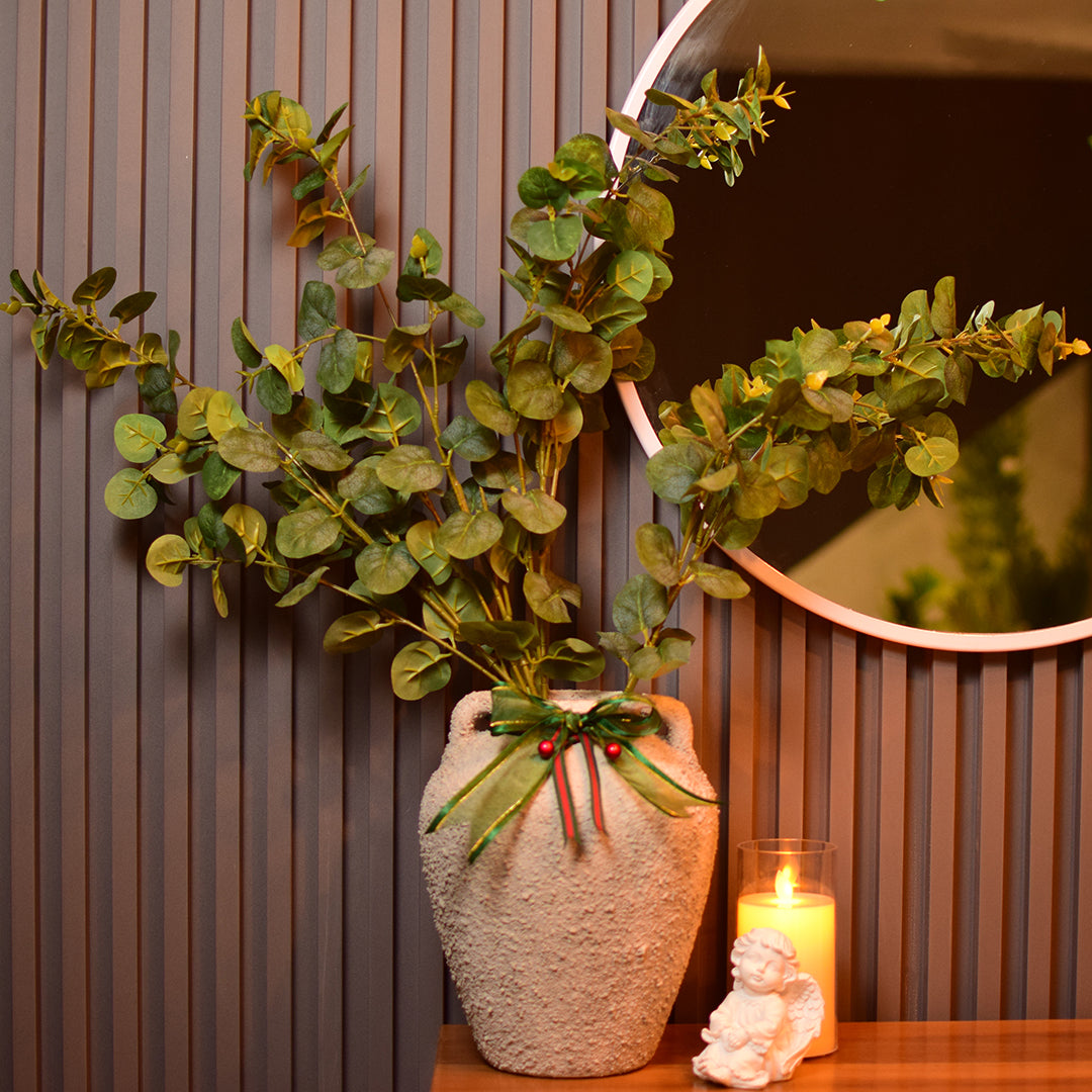 Rustic Textured Ceramic Vase – Christmas Edition