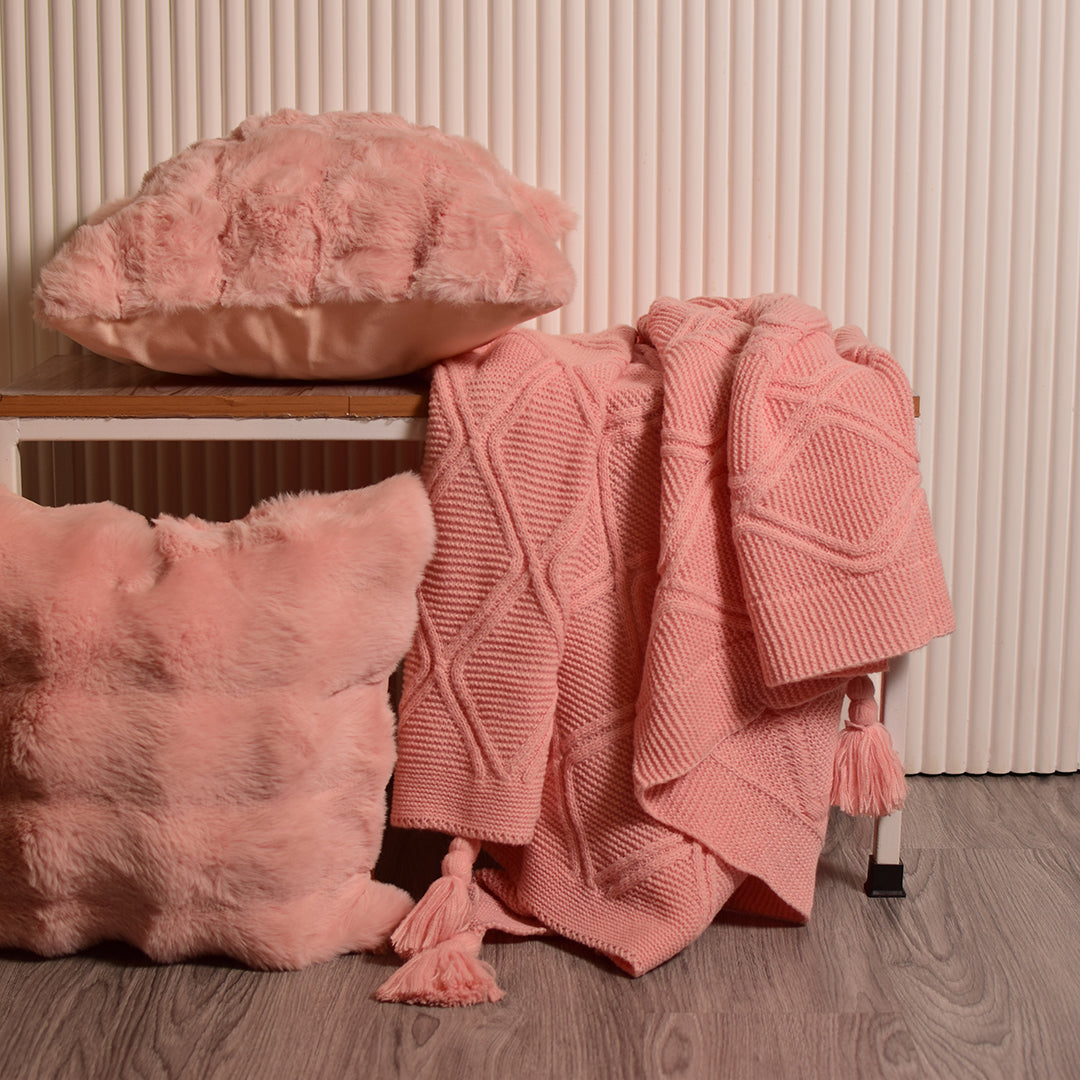Pink knitted Throws