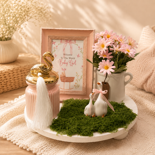Welcome Baby Girl Swan Jar Hamper