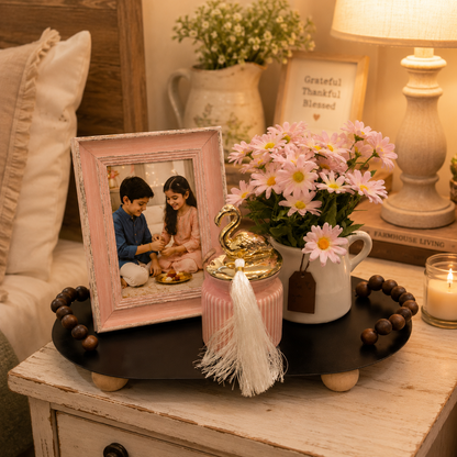 Blush Elegance Raksha Bandhan Decor Arrangement