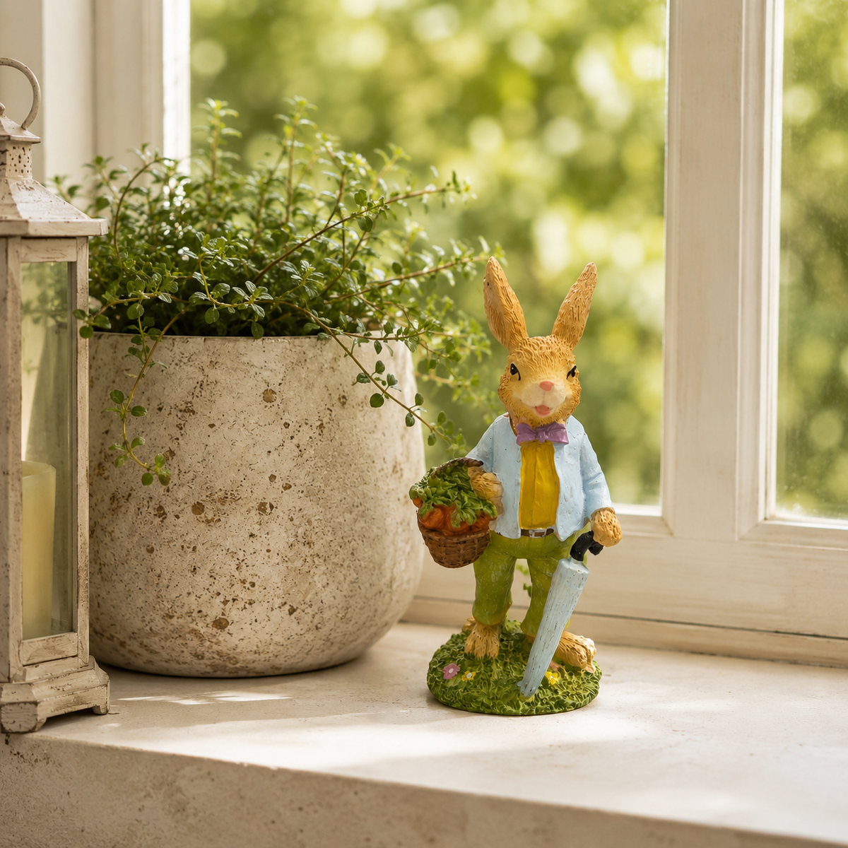 Garden Bunny with Basket & Umbrella