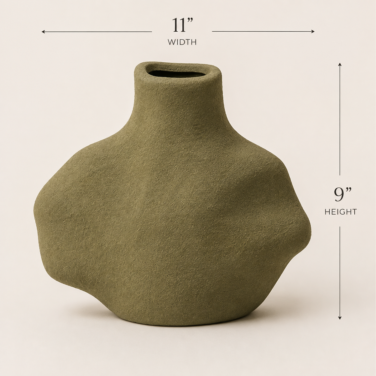 Sculptural Olive Green Vase