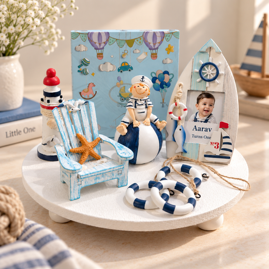 Nautical First Birthday Keepsake Set