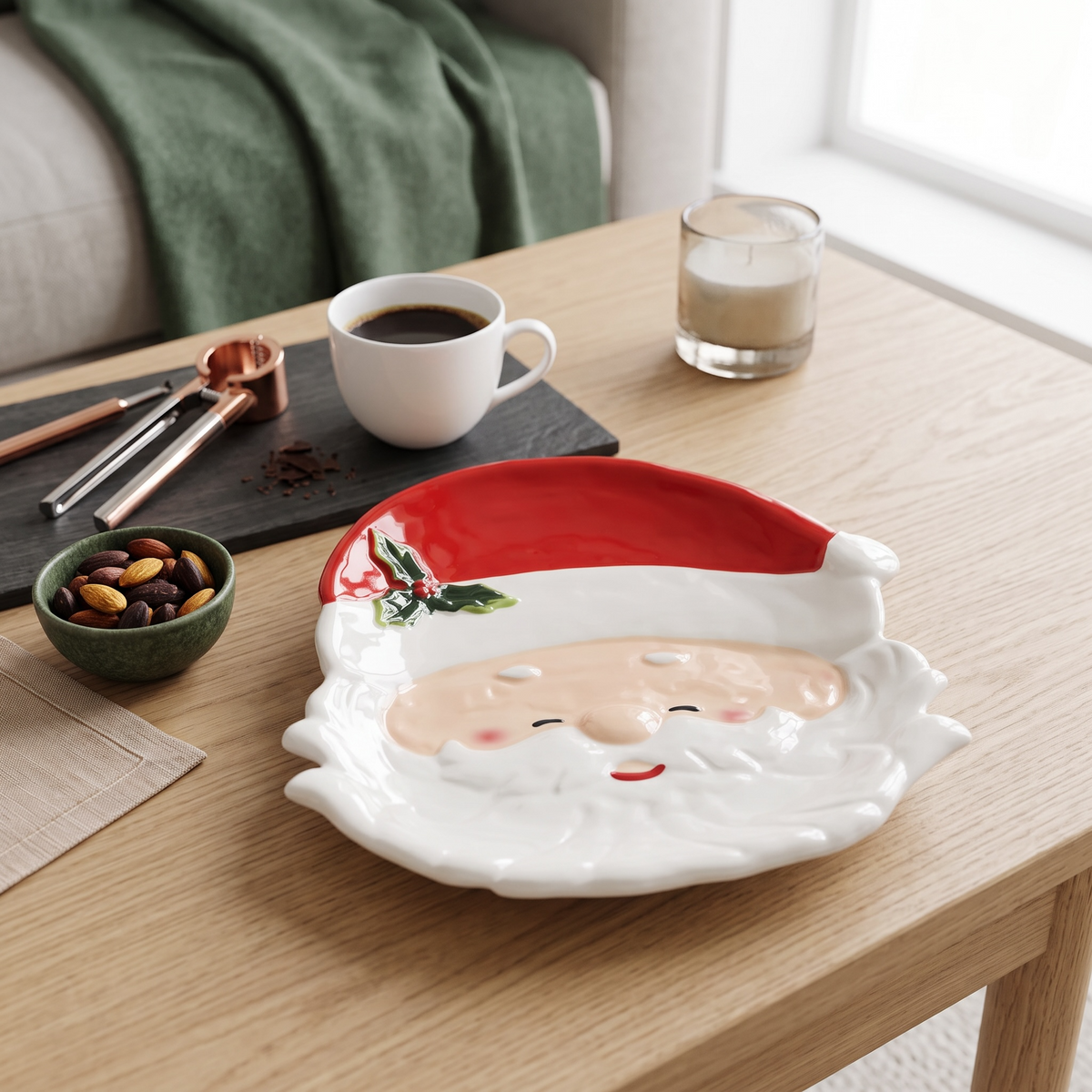 Santa Face Ceramic Serving Platter