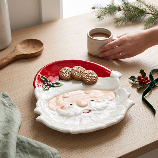 Santa Face Ceramic Serving Platter