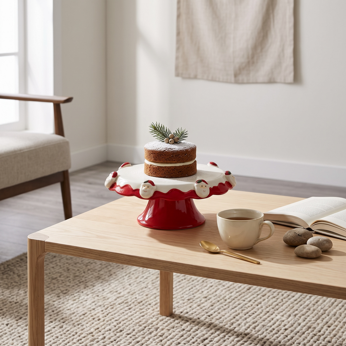 Santa Christmas Ceramic Cake Stand