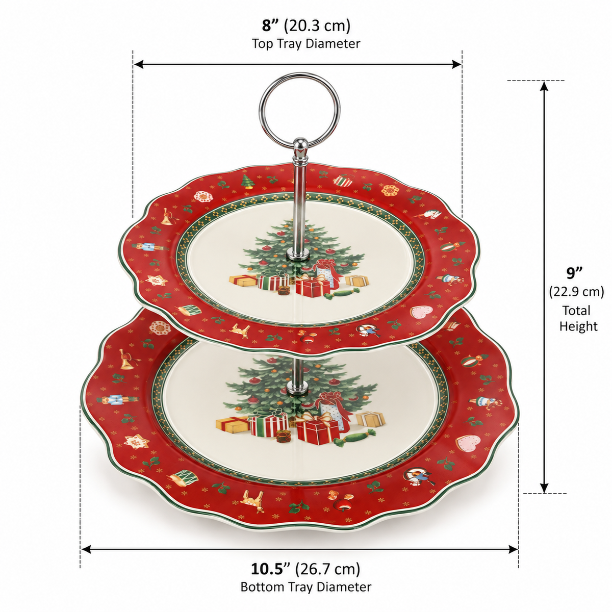 Christmas Two-Tier Ceramic Serving Stand