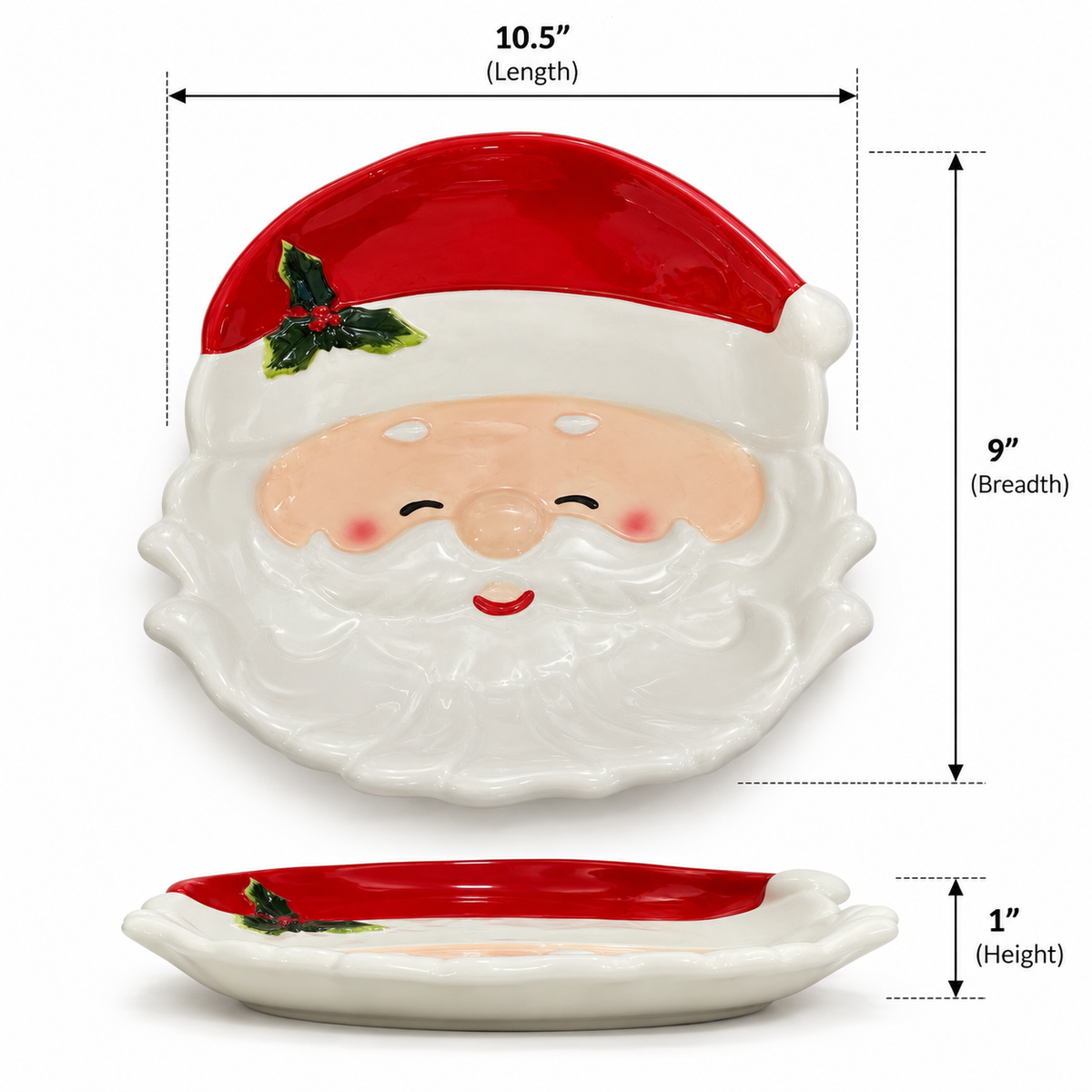 Santa Face Ceramic Serving Platter