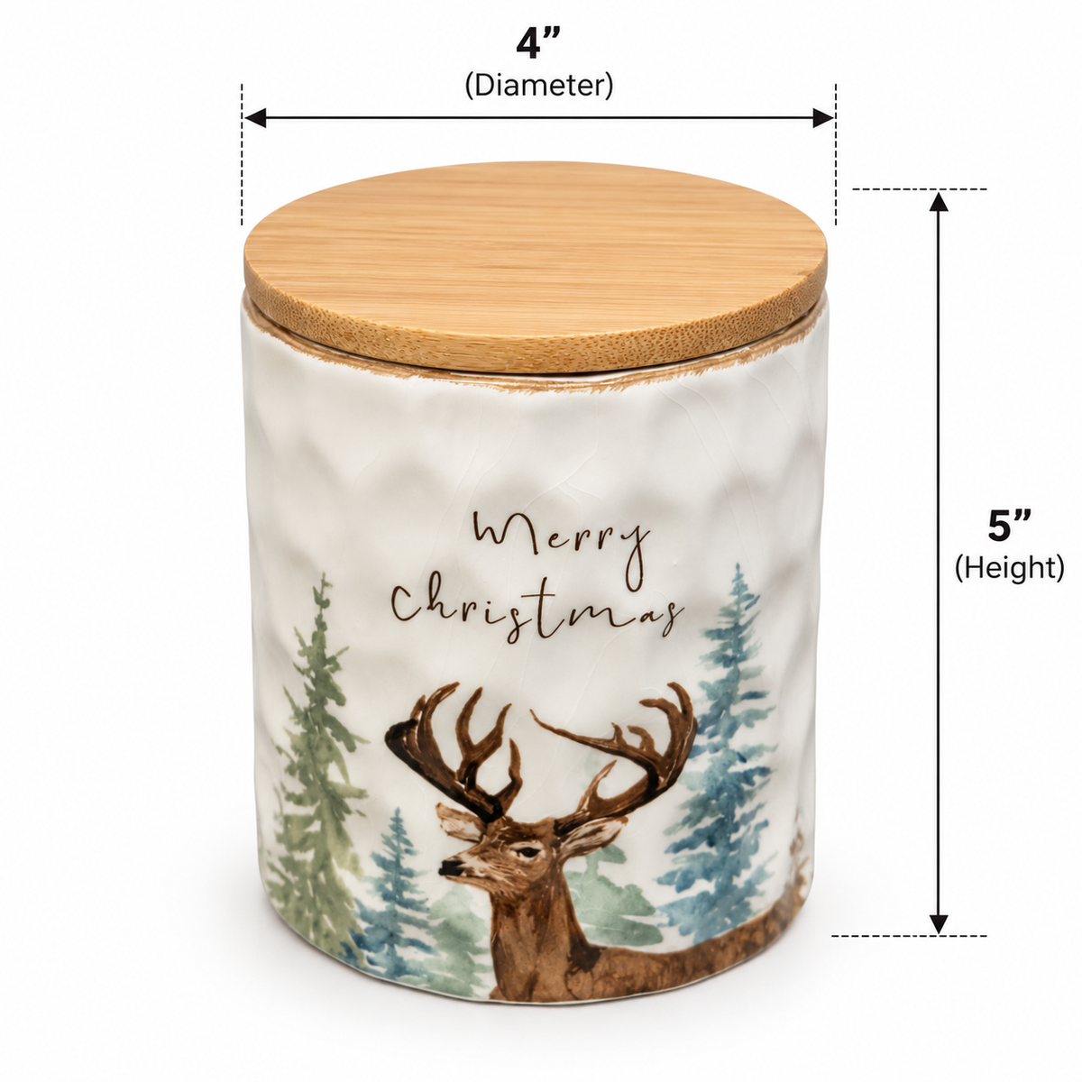 Merry Christmas Deer Ceramic Jar