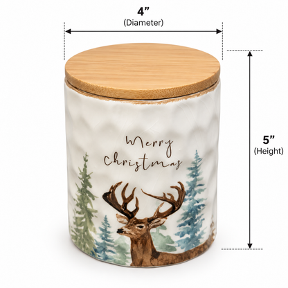 Merry Christmas Deer Ceramic Jar