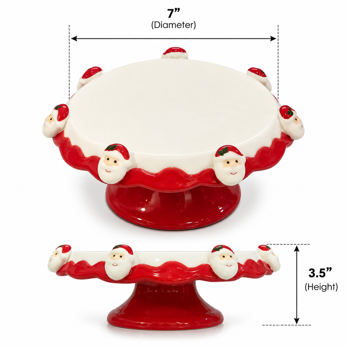 Santa Christmas Ceramic Cake Stand