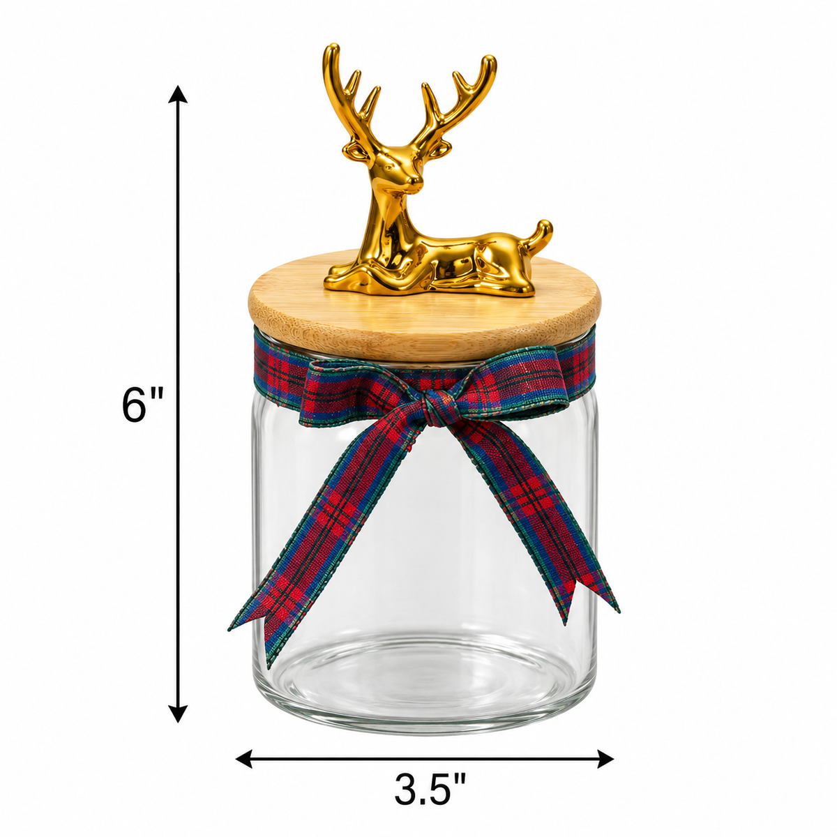 Christmas Reindeer Glass Jar (pair)